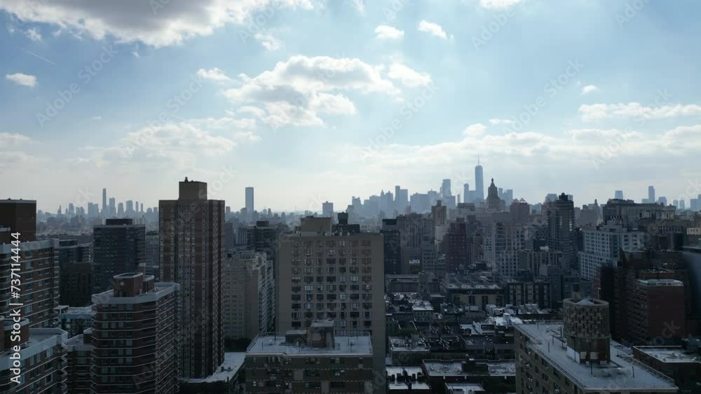 A cinematic rise shot capturing the grandeur of the New York City skyline, unfolding seamlessly from the lively midtown to the dynamic downtown district. A cinematic rise shot capturing the grandeur of the New York City skyline, unfolding seamlessly from the lively midtown to the dynamic downtown district.