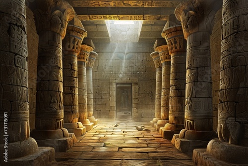 Obraz na płótnie Egyptian Temple Ruins A Glimpse into Ancient History Generative AI