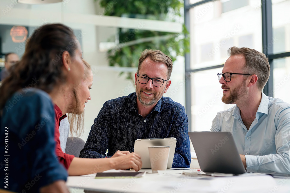 Group of People Engaged in Business Meeting With Diverse Participants. Generative AI. Group of People Engaged in Business Meeting With Diverse Participants. Generative AI.
