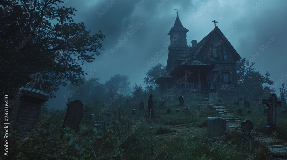 Abandoned Church Graveyard Generative AI Abandoned Church Graveyard Generative AI