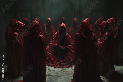 Red Robe Reign A Gathering of Wearers Generative AI photo