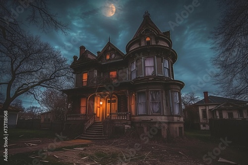 Haunted Mansion A Spooky Nighttime Encounter Generative AI