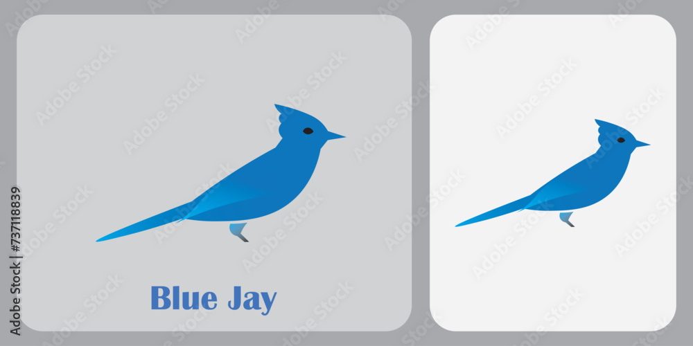Obraz premium Vector Logo Illustration Bird Blue Jay Silhouette