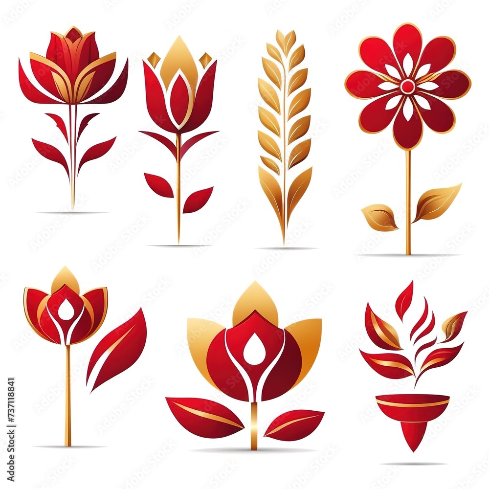 Icon set of flowers gardening shop Icon set of flowers gardening shop