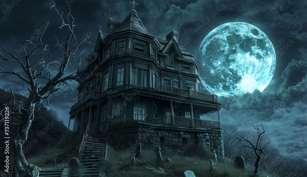 Moonlit Night at the Haunted Mansion Generative AI Moonlit Night at the Haunted Mansion Generative AI