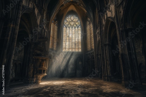 A Gothic Cathedral in Black and White A Timeless Beauty Generative AI