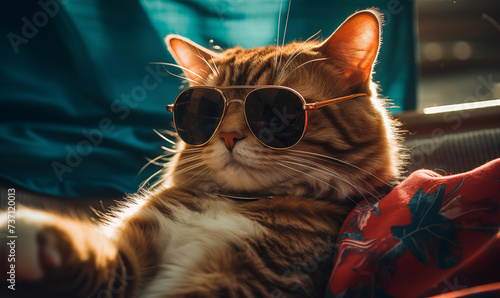 Cat Cool Sunglasses Funny Animal Pet Portrait photo
