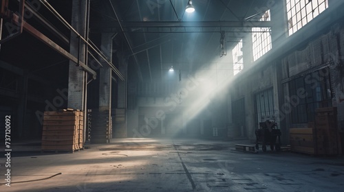 Glowing Light in a Dark Warehouse A Monthly Event Celebration Generative AI