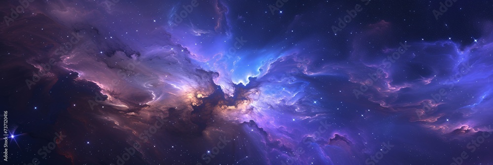 Galaxy Glow A Celestial Splash of Purple and Blue Generative AI