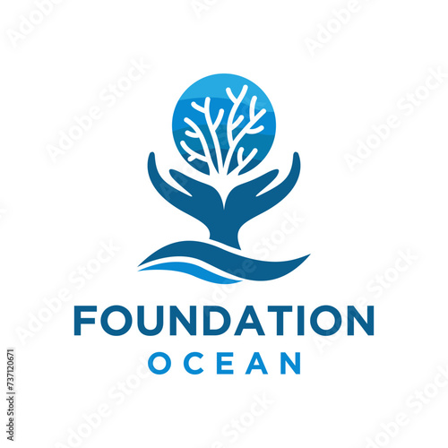 foundation ocean concept logo design vector illustration