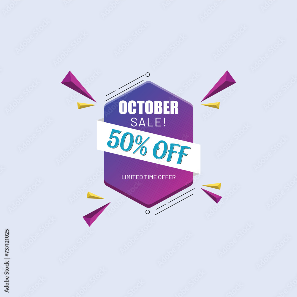 October Sale banner. Sale offer price sign. Vector banner. Discount text. Vector