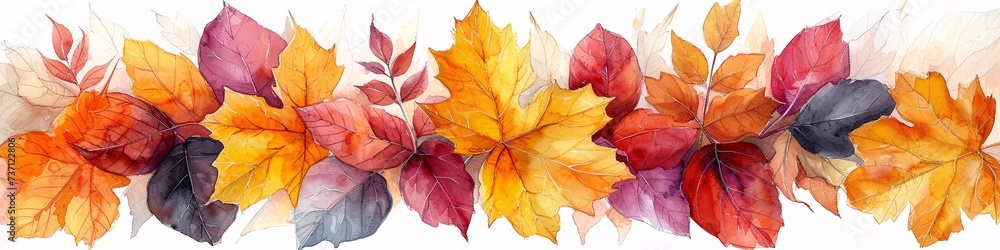 custom made wallpaper toronto digitalFall Foliage A Watercolor Portrait of Seasonal Leaves Generative AI