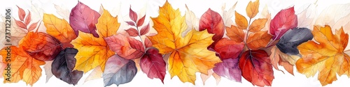 Fall Foliage A Watercolor Portrait of Seasonal Leaves Generative AI