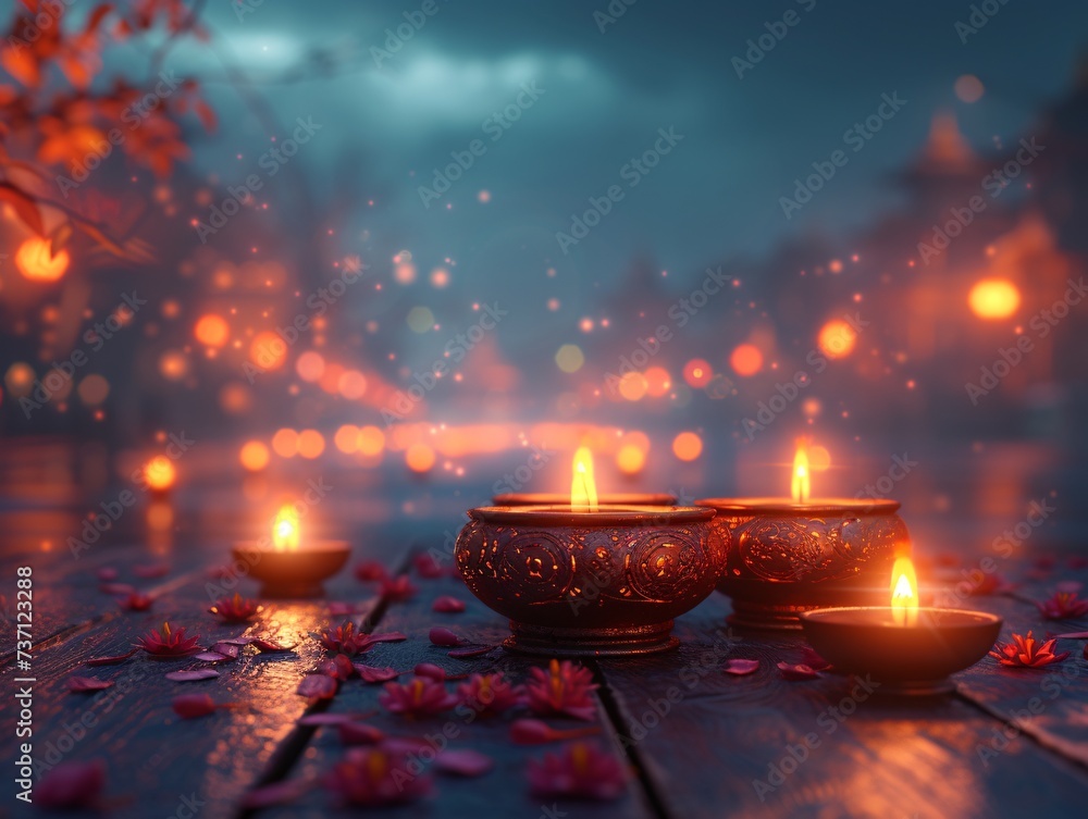 Fall's Enchanting Evening A Glowing Candlelit Night Generative AI Fall's Enchanting Evening A Glowing Candlelit Night Generative AI
