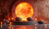 Fiery Fusion A Glowing Circle of Light and Fire Generative AI
