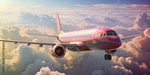 Passenger airplane in the sky above the clouds, passenger airplane gear released takes off in sky 4K motion