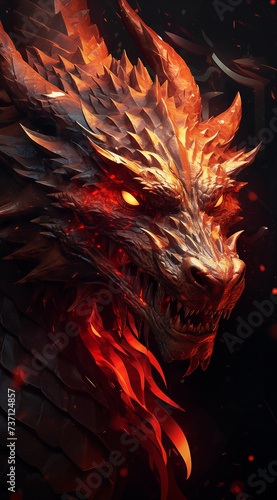 wallpaper for smartphone majestic dragon in red light