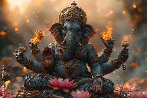 Ganesh the Glowing God A Radiant Rendition of the Hindu Deity Generative AI