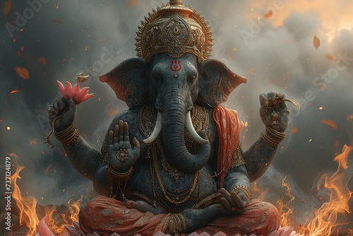 Ganesh the Elephant God A Digital Artwork for the Month of August Generative AI