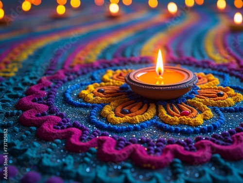 Candlelit Yoga Night A Colorful, Illuminated Rug for a Serene Experience Generative AI