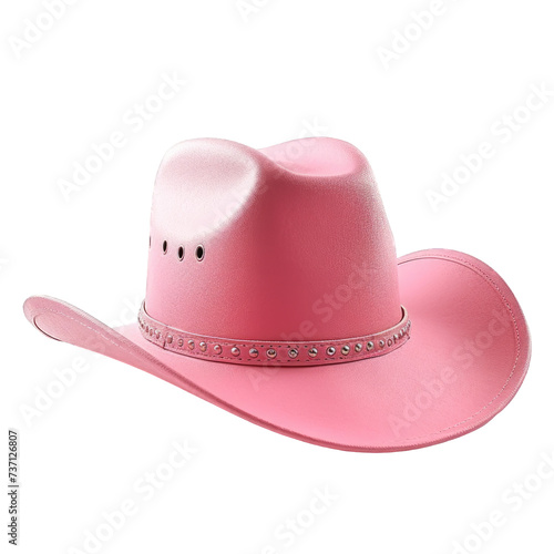 Pink Leather cowboy hat isolated on a cut out PNG transparent background