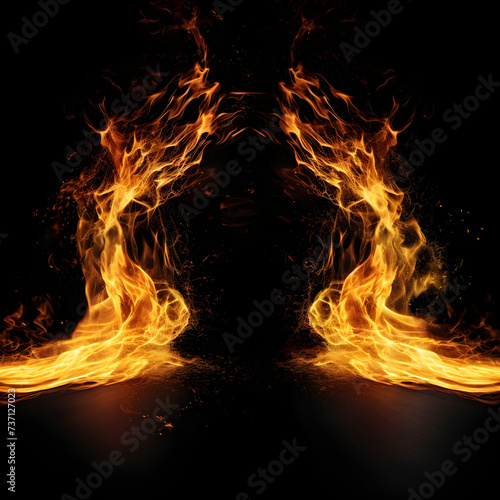 Dual flames on a black background 