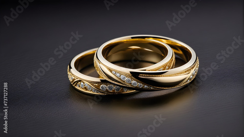 Image of beautiful couple wedding rings. generative AI.