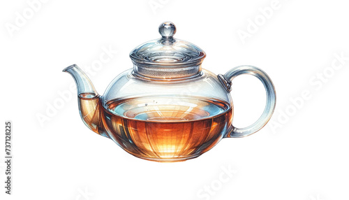 glass teapot filled with tea vector