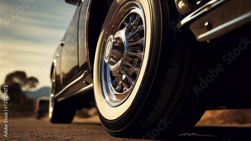 Wallpaper Mural Close up shot of a car tire on the road. Perfect for automotive and transportation themes. Torontodigital.ca