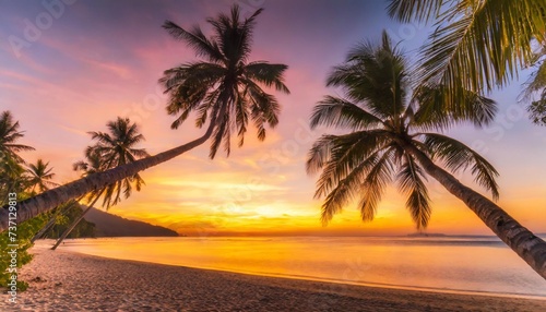 best island beach silhouette palm trees panoramic destination landscape inspire sea sand popular vacation tropical beach seascape horizon orange gold sunset sky calm tranquil relax summer travel © Marsha