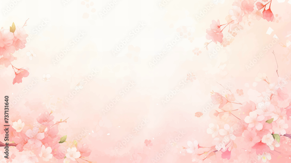 水彩の桜の花のイラスト背景　16：9