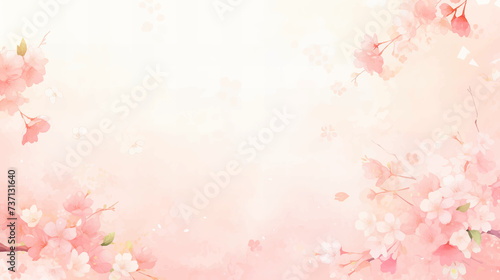 水彩の桜の花のイラスト背景 16：9
