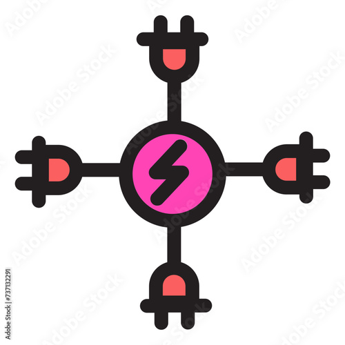 Adapter Cable Element Energy Filled Outline Icon