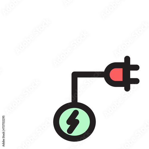 Adapter Cable Element Energy Filled Outline Icon