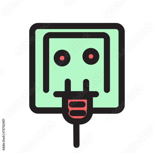 Adapter Cable Element Energy Filled Outline Icon