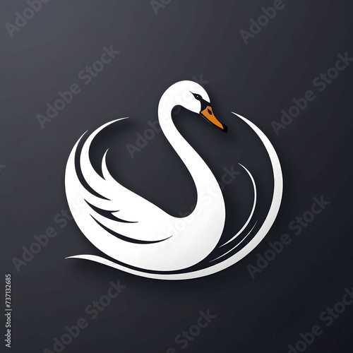 white swan on  black background