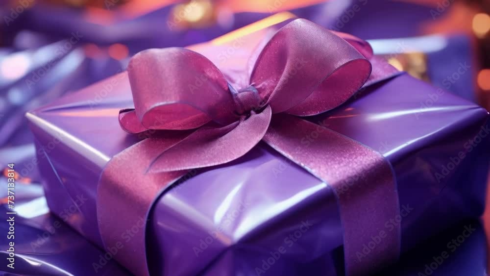 A purple gift box with a matching ribbon. Perfect for any special occasion. A purple gift box with a matching ribbon. Perfect for any special occasion.