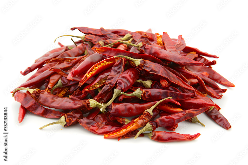 Sun-dried hot pepper. Dried red chili pepper isolated on white background. Close up Sun-dried hot pepper. Dried red chili pepper isolated on white background. Close up