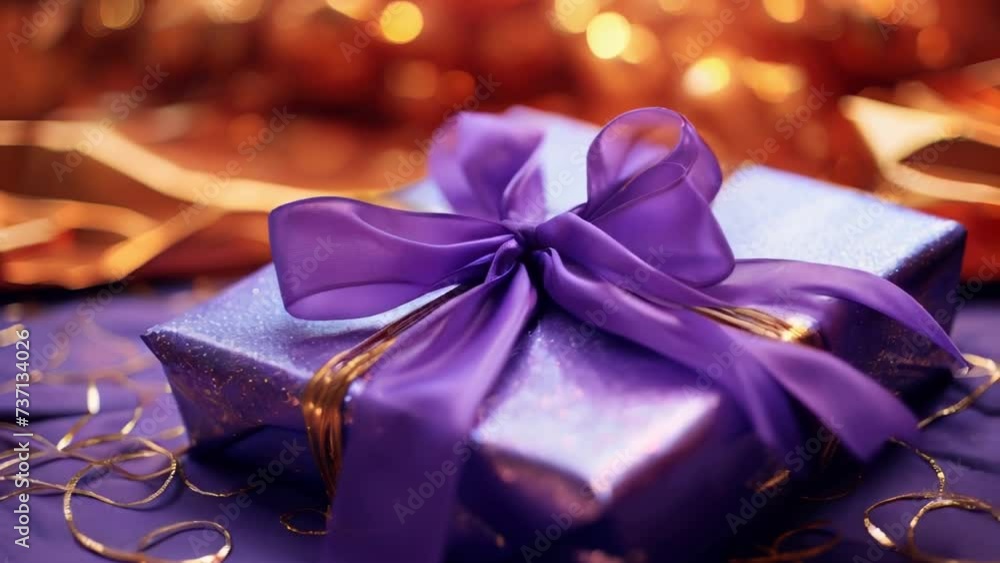 A purple gift wrapped in a purple ribbon. Perfect for birthdays, anniversaries, or any special occasion. A purple gift wrapped in a purple ribbon. Perfect for birthdays, anniversaries, or any special occasion.