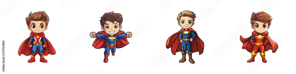 Cute Superhero set. Cartoon Vector Illustration Cute Superhero set. Cartoon Vector Illustration