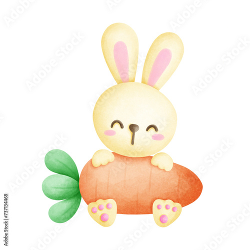 Cute yellow rabbit clipart, cartoon rabbit drawings, Easter rabbits, illustrations for Easter festivals, cartoon images for various events. photo