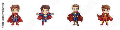 Cute Superhero set. Cartoon Vector Illustration