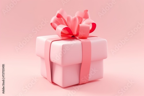 3d render of open pink gift box with ribbons isolated on pastel background 