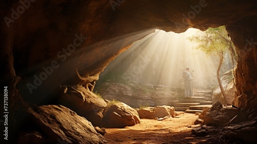 Jesus Resurrected Walking Off The Tomb