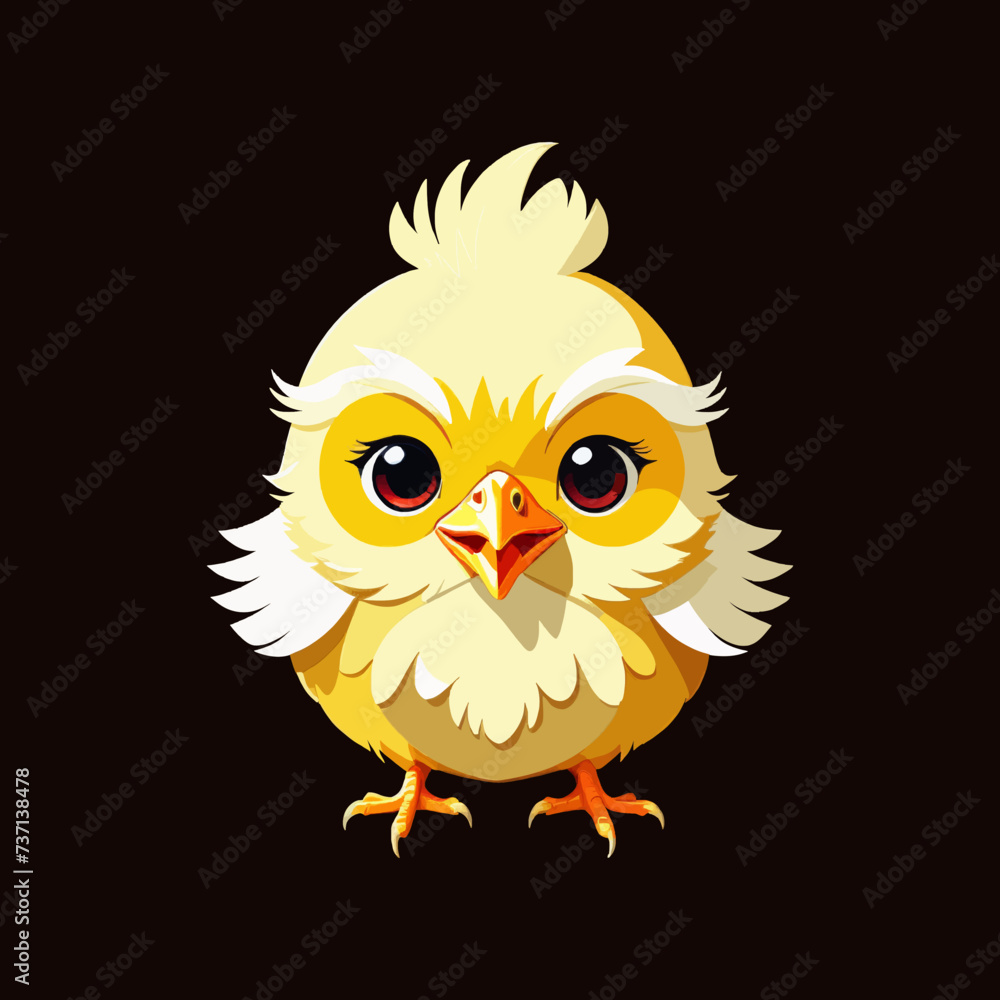 Yellow chick, isolated on black