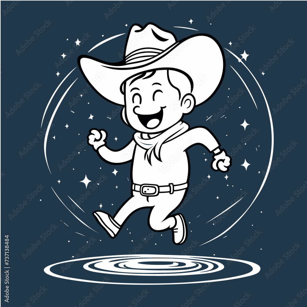 Fototapeta premium Cowboy mascot, cartoon illustration