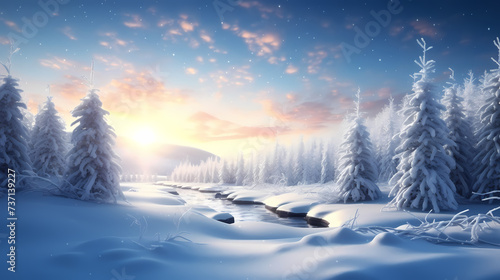 Wallpaper Mural Beautiful natural winter scene Torontodigital.ca