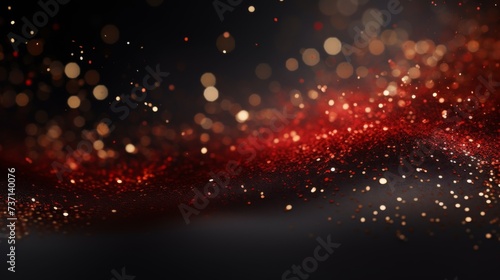 Abstract gold, red and black dust glitter elegant background. Shiny gold