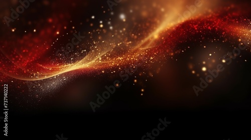 Abstract gold, red and black dust glitter elegant background. Shiny gold
