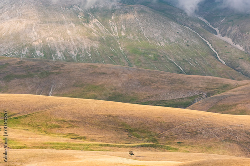 beautiful panorama of the Plain of Castelluccio of Norcia, Umbria photo